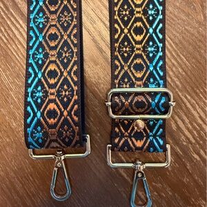 Pom Pom London Blue and Copper Patterned Bag Strap